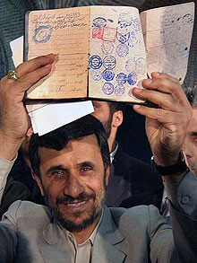 Ahmadinejad displaying documents that show his previous name was Jewish.