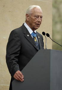 Ehlers speaks at the 63rd anniversary of D-Day in Normandy, France, 2007. (Source Defense Visual Information Center)