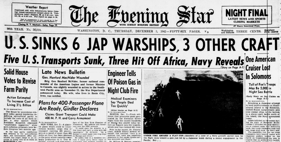 World War II Chronicle: December 3, 1942